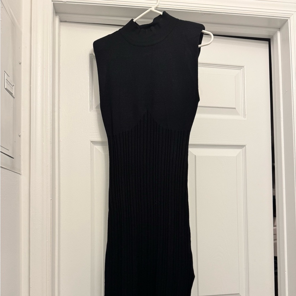 Le Lis Black Mock Neck Bodycon Dress for Cocktail